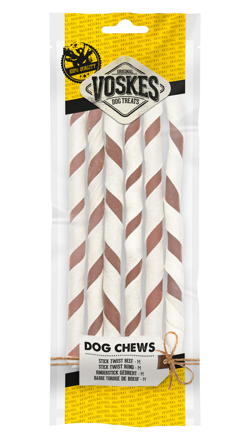 Dog Chews Stick Twist Beef M 6stk
