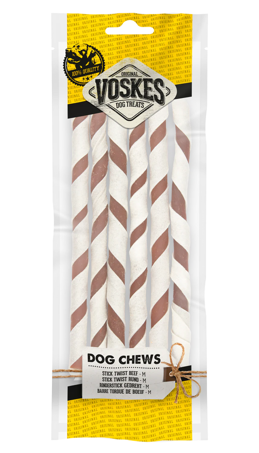 Dog Chews Stick Twist Beef M 6stk